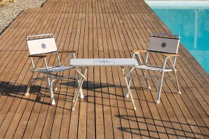 FORMA MARINE Boat Chair Grey Deck Folding Marine Aluminum Teak Furniture M100G