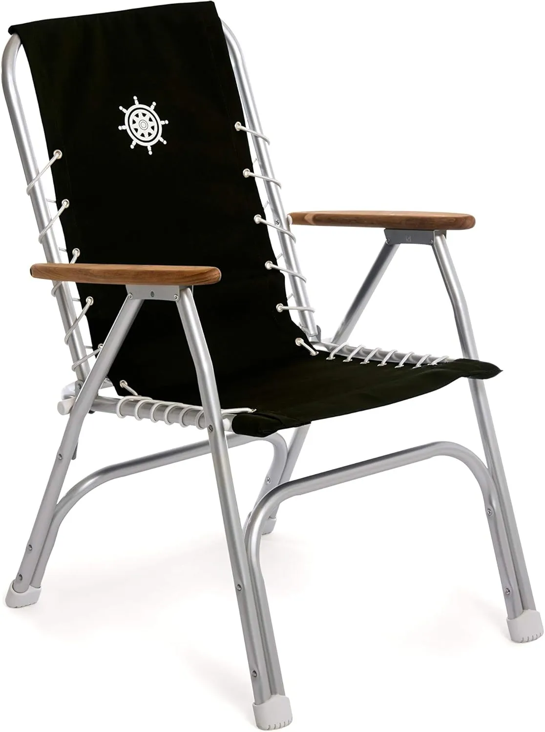 FORMA MARINE High Back Black Deck Chair, Boat Chair, Folding, Anodized, Aluminium, Model M150BL
