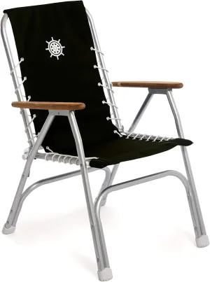 FORMA MARINE High Back Black Deck Chair, Boat Chair, Folding, Anodized, Aluminium, Model M150BL