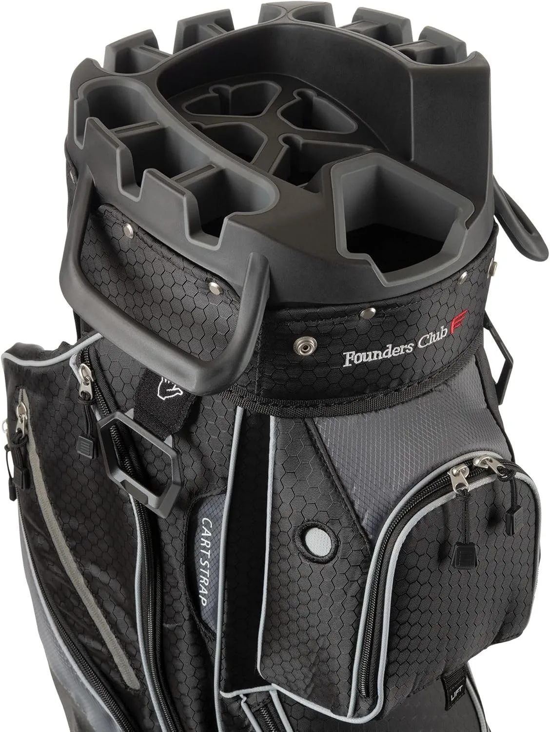 Founders Club 4th Generation Club Lock Organizer Golf Cart Bag for Men with 14 Way Anti Rattle Divider Top- Free Snap On Rain Hood-Full Length Dividers