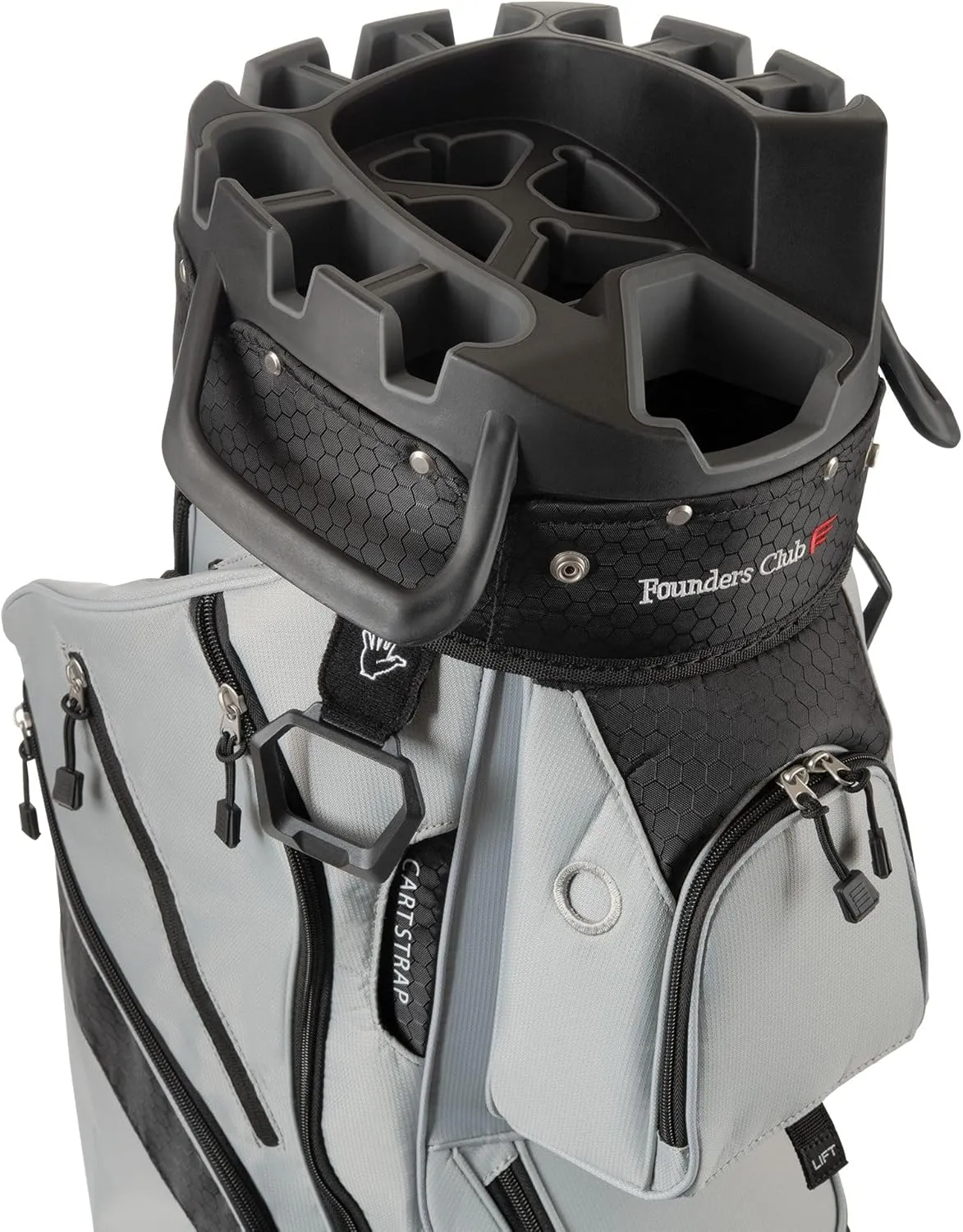 Founders Club 4th Generation Club Lock Organizer Golf Cart Bag for Men with 14 Way Anti Rattle Divider Top- Free Snap On Rain Hood-Full Length Dividers