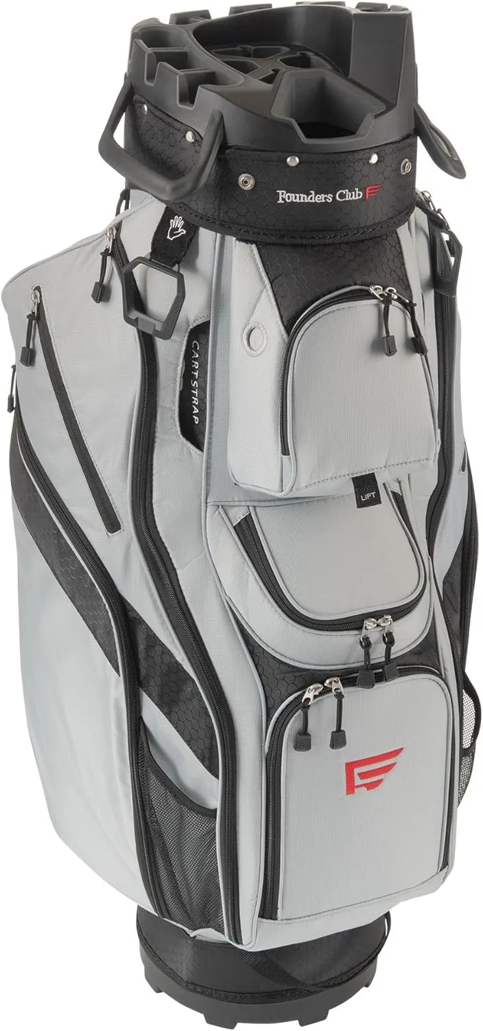 Founders Club 4th Generation Club Lock Organizer Golf Cart Bag for Men with 14 Way Anti Rattle Divider Top- Free Snap On Rain Hood-Full Length Dividers