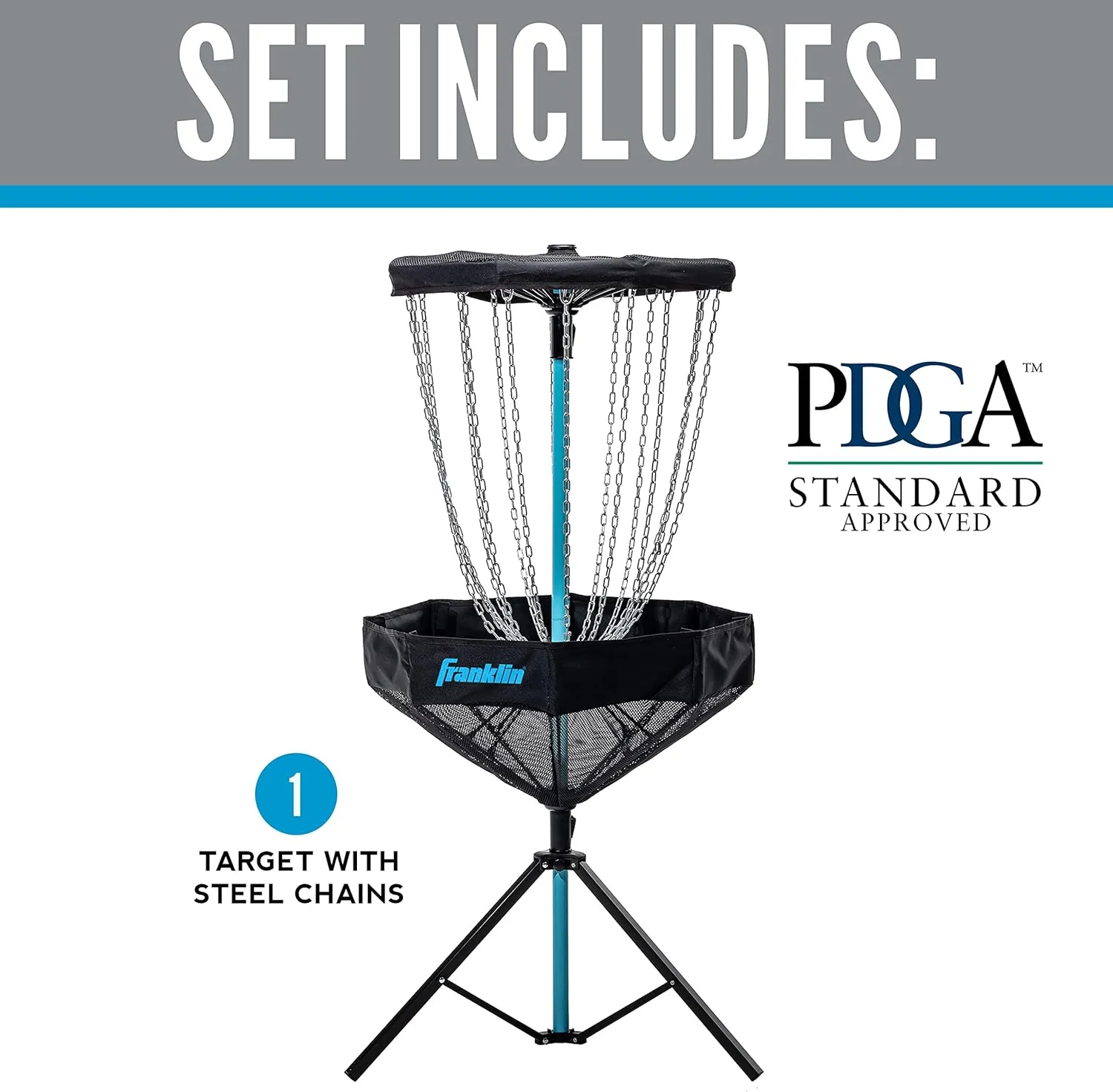 Franklin Sports Disc Golf Baskets - Portable Disc Golf Target with Chains Included - Disc Golf Basket Stand Equipment for Hole   Course Creation
