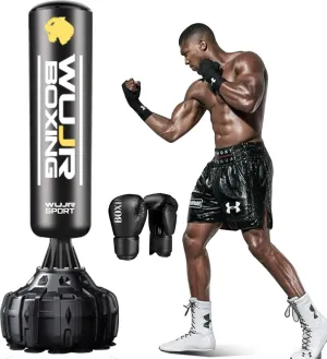 Freestanding Punching Bag with Boxing Gloves Heavy Boxing Bag with Suction Cup Base for Adult Kids - Men Stand Kickboxing Bag