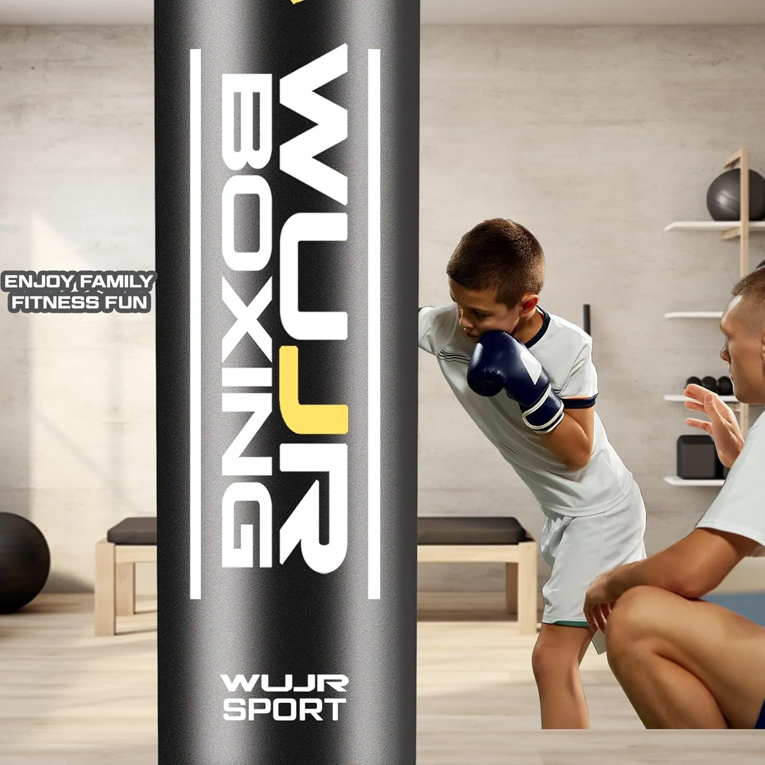 Freestanding Punching Bag with Boxing Gloves Heavy Boxing Bag with Suction Cup Base for Adult Kids - Men Stand Kickboxing Bag