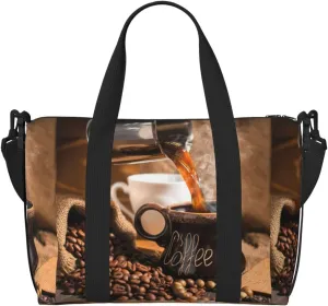 Freshly Brewed Hot Coffee Travel Bag for Women Men Weekender Bags Carry on Overnight Bag Tote Bag Yoga Gym Bag for Gym, Work, Weekend, Travel, Personal Items