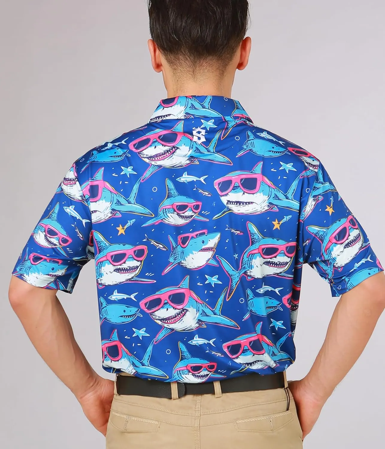 Fun Golf Shirts for Men- Men’s Performance Dry-Fit Golf Polo – UPF 50  Sun Protection Funny Hawaiian Print Short Sleeve Shirt