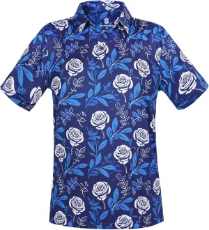 Fun Golf Shirts for Men- Men’s Performance Dry-Fit Golf Polo – UPF 50  Sun Protection Funny Hawaiian Print Short Sleeve Shirt