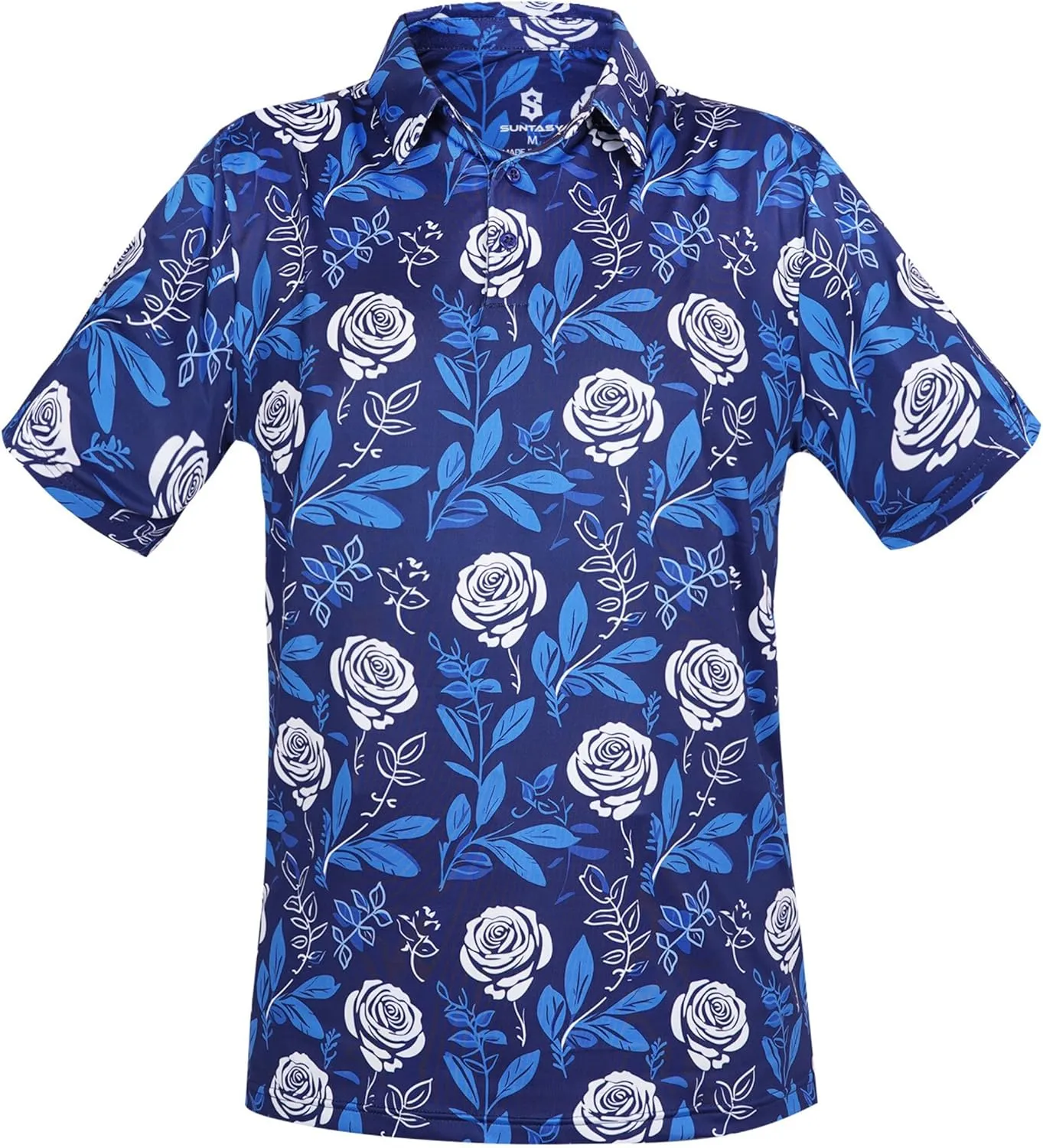 Fun Golf Shirts for Men- Men’s Performance Dry-Fit Golf Polo – UPF 50  Sun Protection Funny Hawaiian Print Short Sleeve Shirt