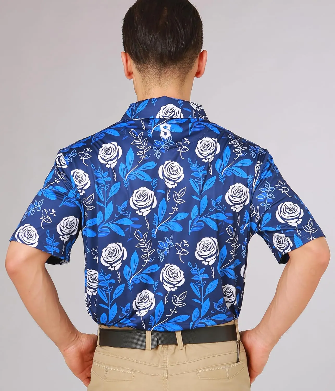 Fun Golf Shirts for Men- Men’s Performance Dry-Fit Golf Polo – UPF 50  Sun Protection Funny Hawaiian Print Short Sleeve Shirt