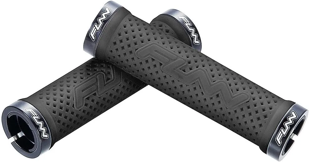 Funn Combat II Mountain Bike Handlebar Grips with Double Lock on Clamp, Comfortable and Durable Grips with 22 mm Inner Diameter, Waffle Patterned Bike Grips for MTB/BMX
