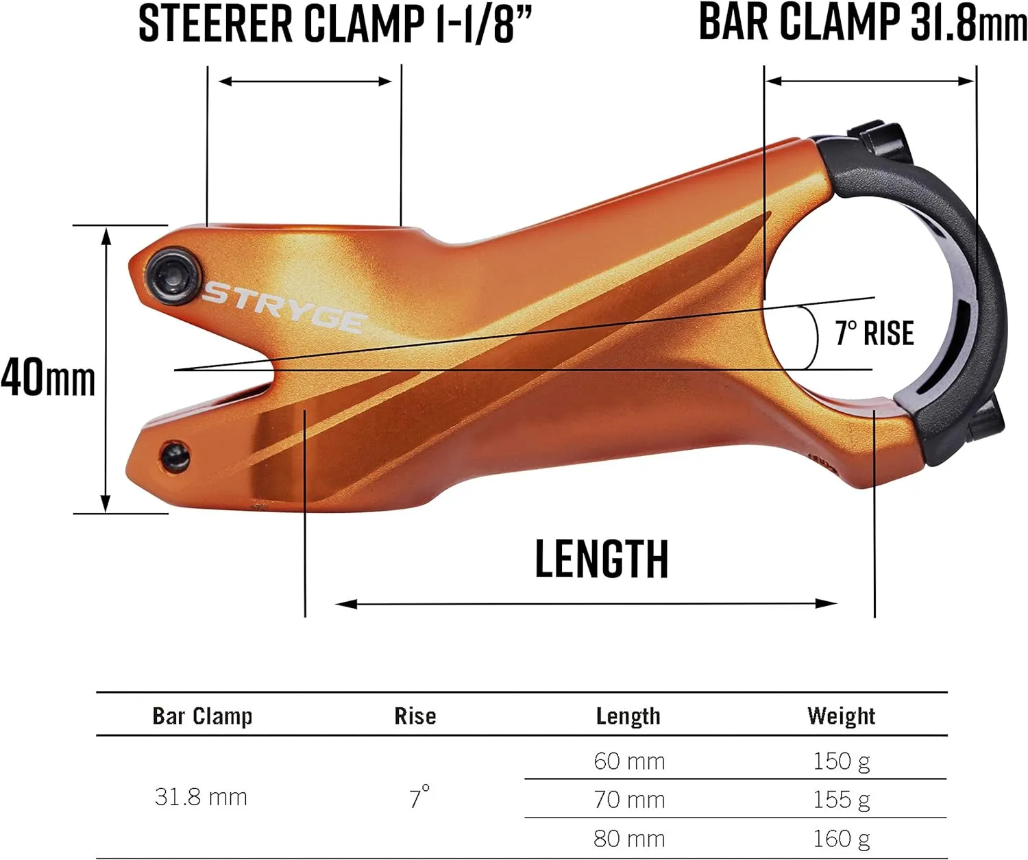 Funn Stryge Bike Riser Stem - 7 Degree, 80mm Length, 31.8mm Bar Clamp, Mountain, BMX, Road & Gravel Bike (Red)