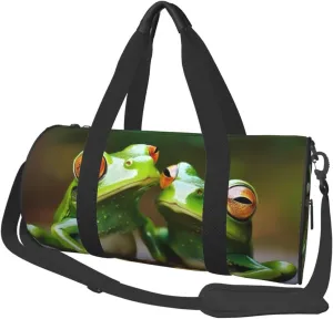 Funny Green Frogs Printed Sports Gym Bag for Men Women Foldable Duffel Bag Carry On Weekender Bag for Travel Sports