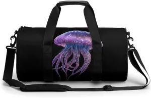 Funny Jelly Fish Unisex Gym Bag Travel Duffel Bags Overnight Sport Tote with Compartment for Weekender Vacation