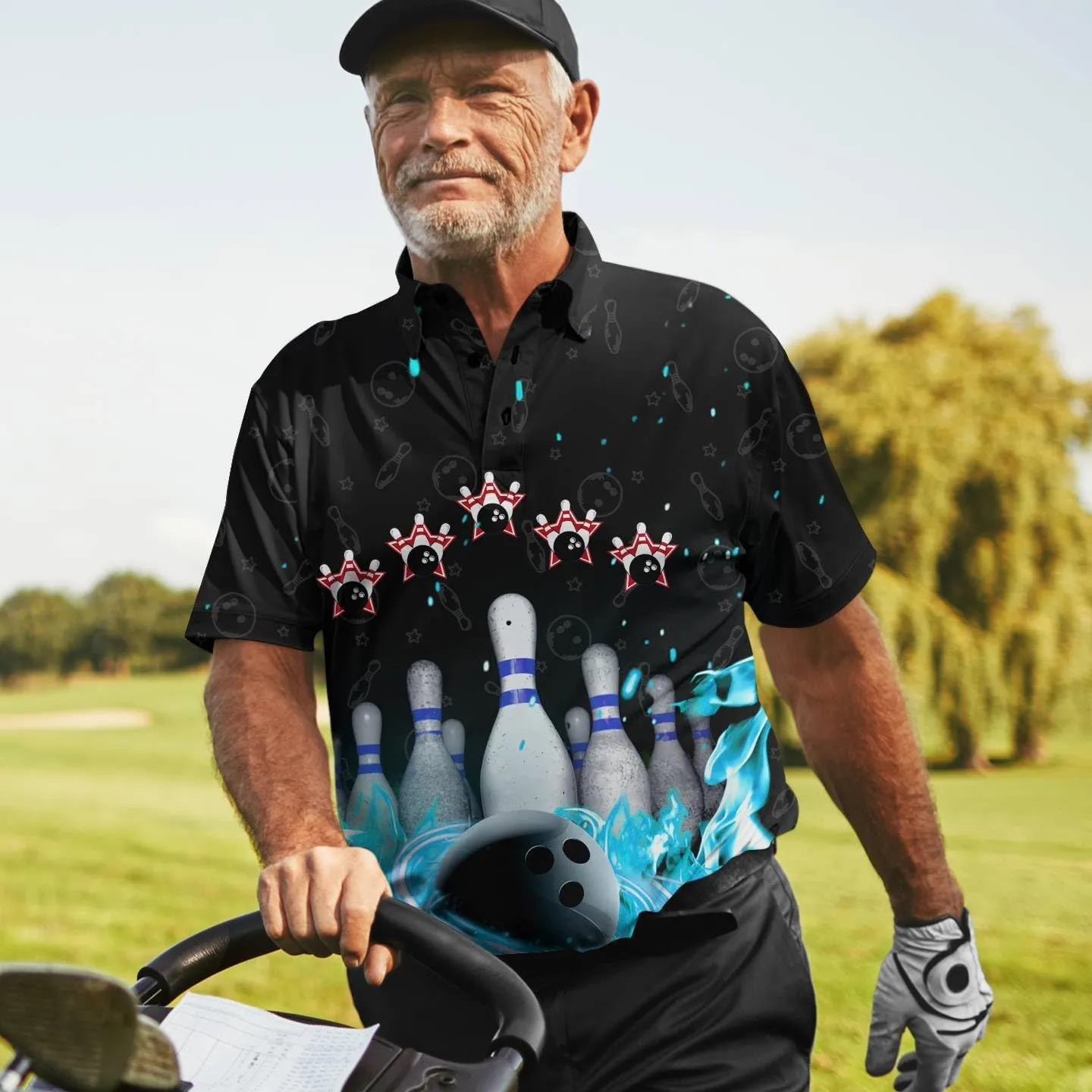Funny Skull Polo Shirts for Men Retro Skeleton Golf Polos Vintage Mens Polo Shirts Short Sleeve Button Up Shirt