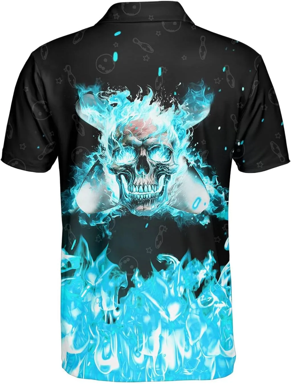 Funny Skull Polo Shirts for Men Retro Skeleton Golf Polos Vintage Mens Polo Shirts Short Sleeve Button Up Shirt