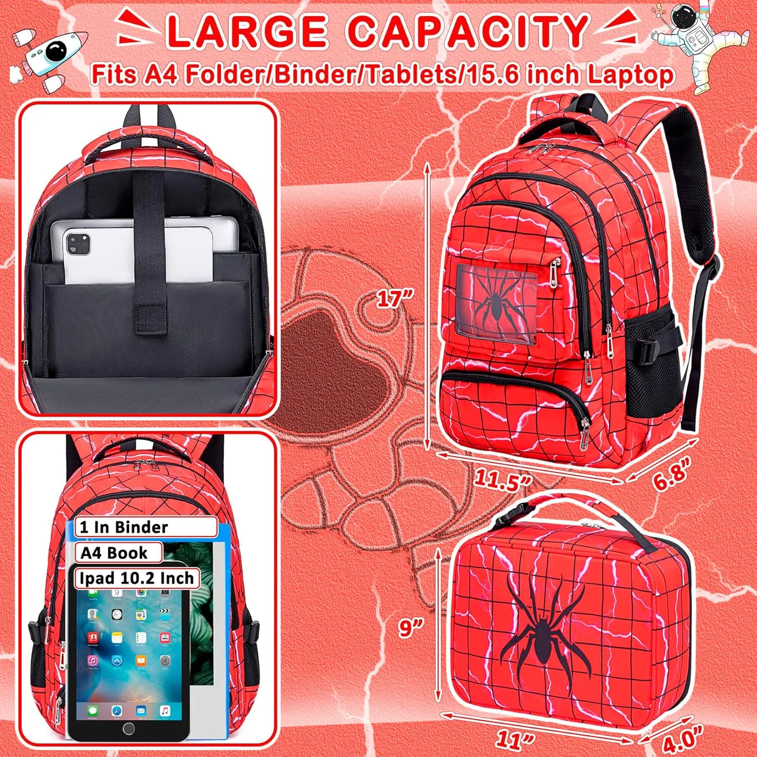 FunnyGifts Kids Backpacks Boys School Bookbag for Elementary Kindergarten Preschool Mochila Para Niños 4 5 6 7 8 9 10 11 12