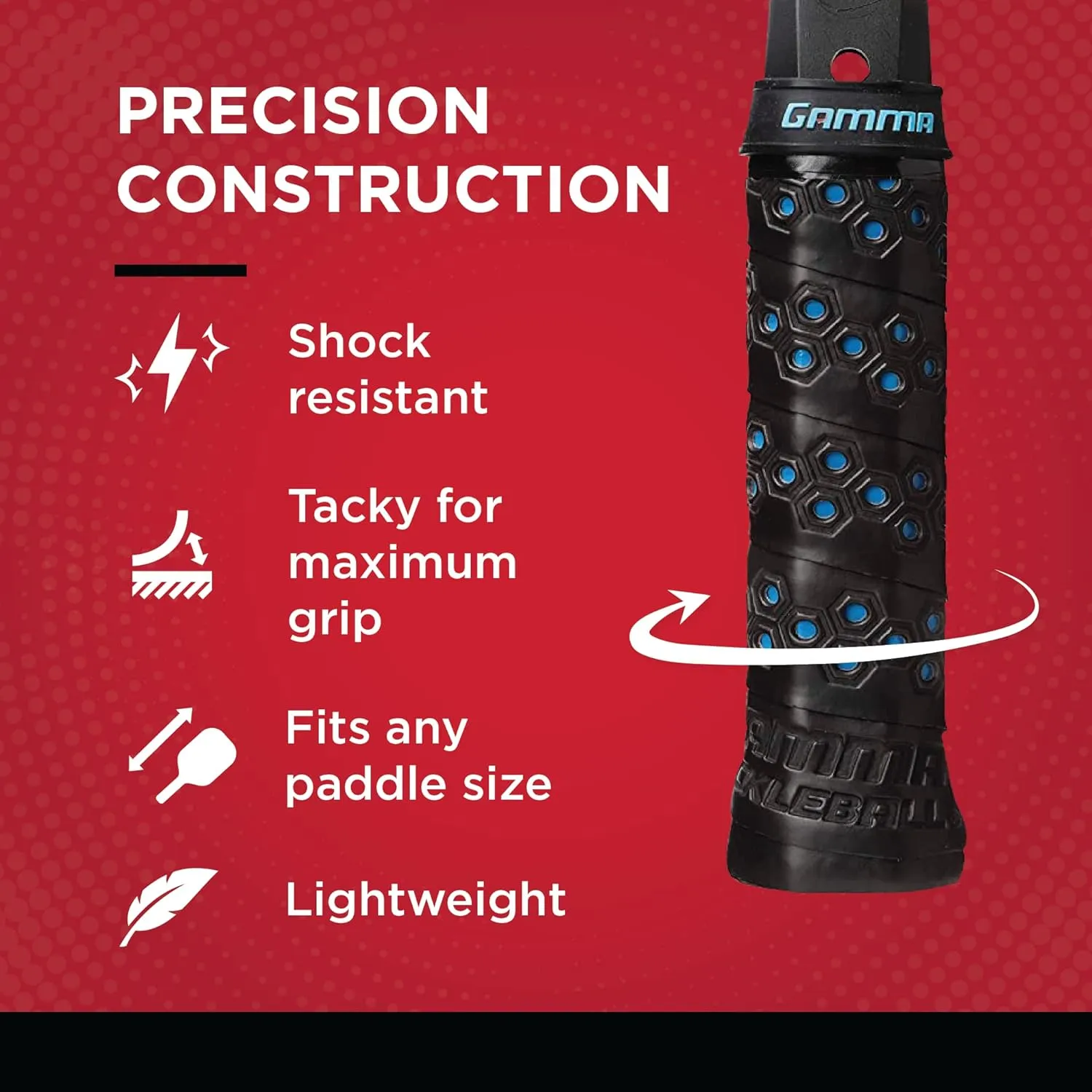 Gamma Honeycomb Cushion Grip for Pickleball Paddles, Moisture-Wicking Pickleball Replacement Grip, Premium Pickleball Equipment for Practice and Tournament Play