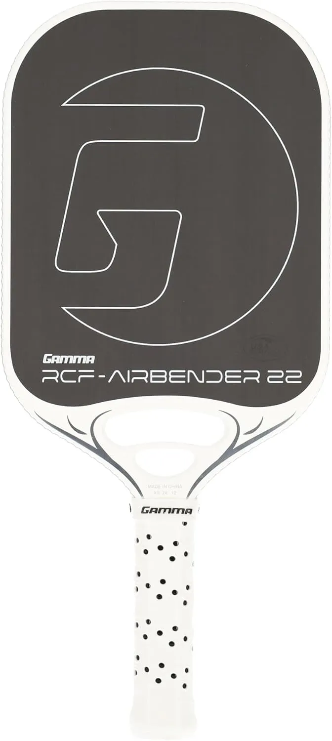 GAMMA RCF Airbender Pickleball Paddle, Raw Carbon Fiber, Customizable Handle Weight System & Aerodynamic Open Throat w/Shock Absorbing Gel Insert, 22mm,16mm, 13mm, & 10mm