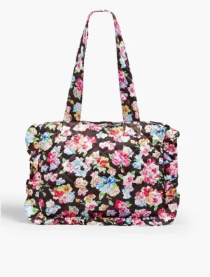 Ganni - Ruffled quilted floral-print satin tote