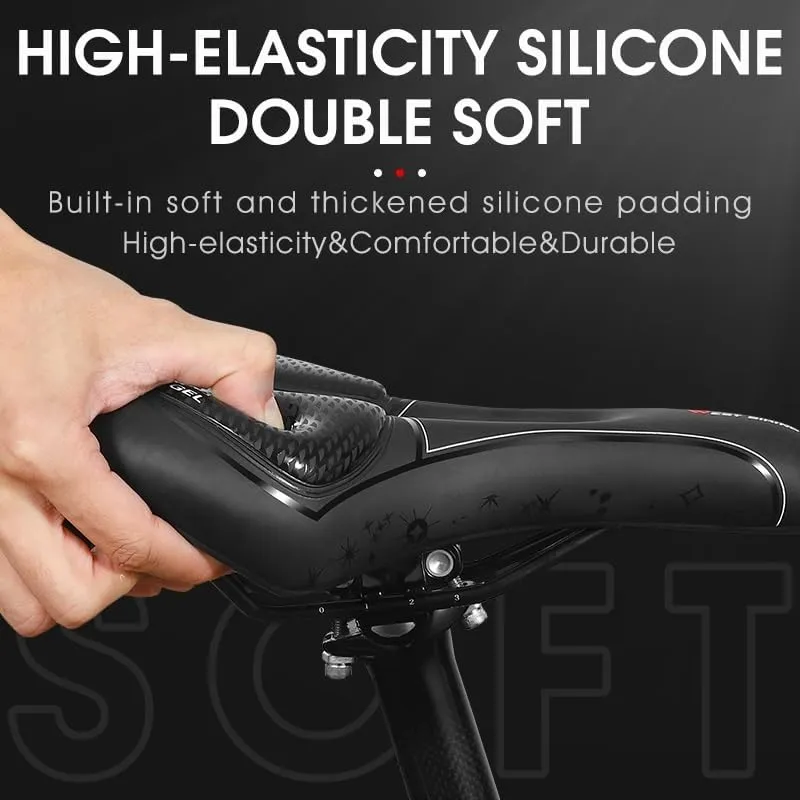 Gel Silicone Bicycle Saddle Comfortable Shock Absorbing Road Hollow Breathable Cycling Soft Cushion Bike Saddle