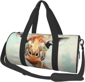 giraffe Printed Sports Gym Bag for Men Women Foldable Duffel Bag Carry On Weekender Bag for Travel Sports
