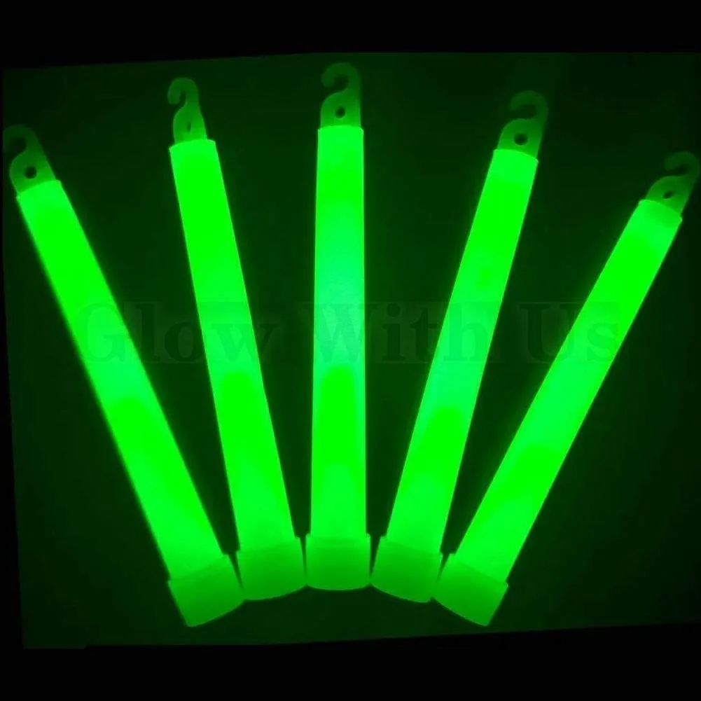 Glow Sticks Bulk Wholesale, 100 6” Industrial Grade Green Light Sticks. Bright Color, Glow 12-14 Hrs, Safety Glow Stick with 3-Year Shelf Life, GlowWithUs Brand