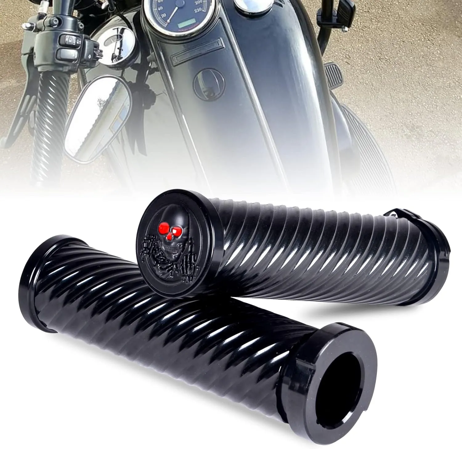 Goldfire Motorcycle Grips 1" 25mm Handlebar Hand Grips for Harley Touring Electra Glide Street Glide Road King Road Glide Softail Fat Boy Dyna FXDLS Trike