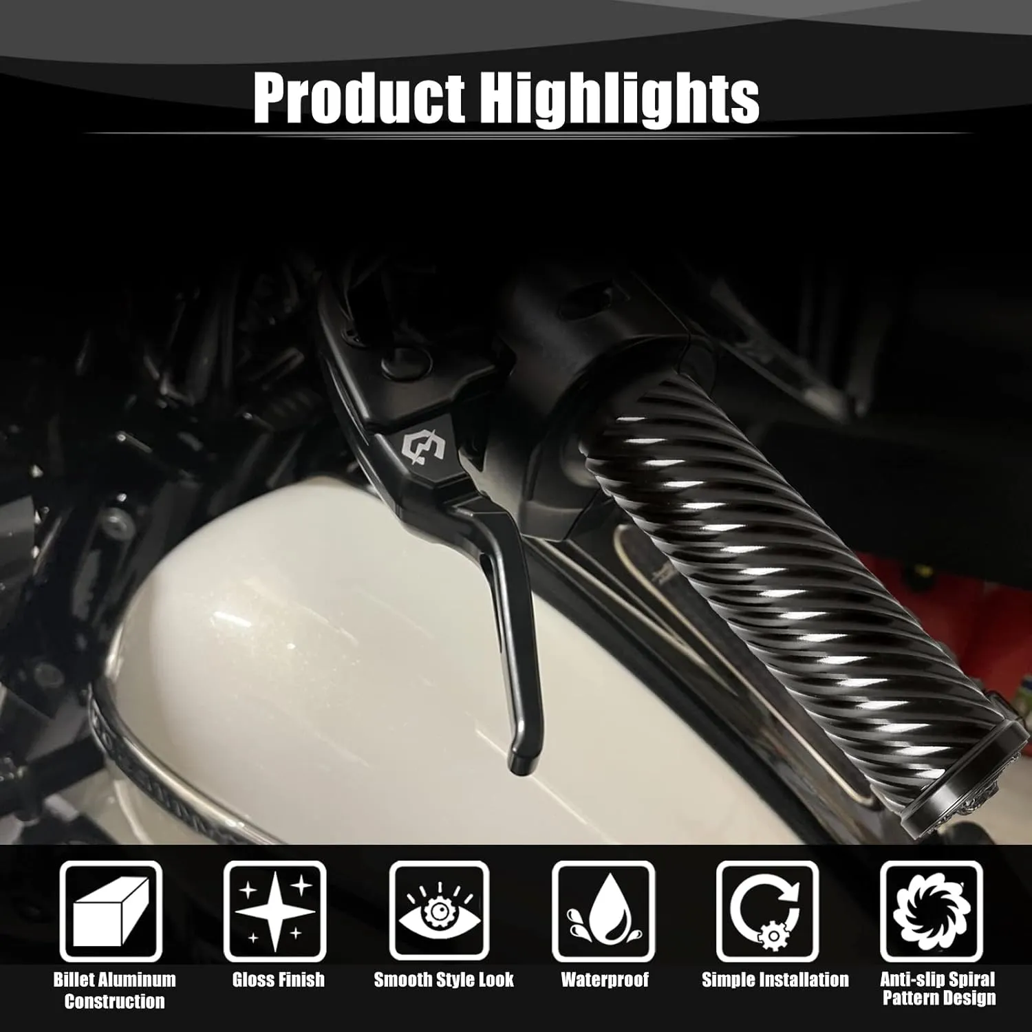 Goldfire Motorcycle Grips 1" 25mm Handlebar Hand Grips for Harley Touring Electra Glide Street Glide Road King Road Glide Softail Fat Boy Dyna FXDLS Trike
