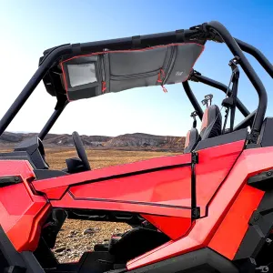 Goldfire Overhead Storage Bag Center Roof Top Map Bag Tool Gear Bag Compatible with Polaris RZR XP 1000 2 Seat or 4 Seat All Years Models RZR 1000 XP Accessories (Red Piping)