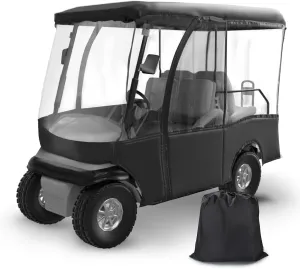 Golf Cart Enclosure, 2 2 Person Golf Cart Drivable Rain Cover, 600D Waterproof Enclosure with 4-Sided Transparent Windows, Fit for Short Roof 94" EZGO, Club Car DS, Yamaha