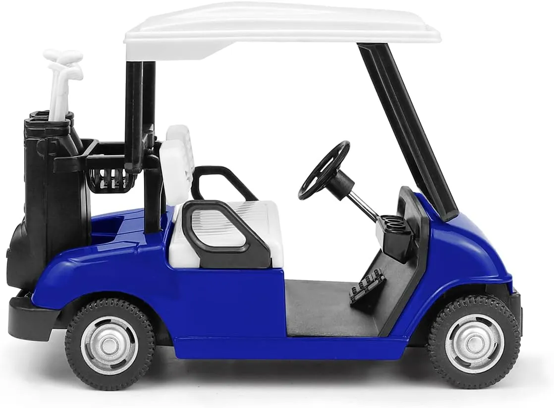 Golf Cart Model Diecast, Pull Back Action Golf Cart, Mini 1:20 Scale Golfcart Vehicle for Kids Party Favor Home Office Decor（Blue）