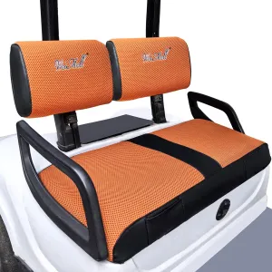 Golf Cart Seat Covers Fit Yamaha G22 G19 G16 G14 G11 G9 G8 G2 Front Seat Covers Thicken Breathable Mesh with Vinyl Leather for Ordinary Cushions No Nails Gun Easy to Install Black & Orange