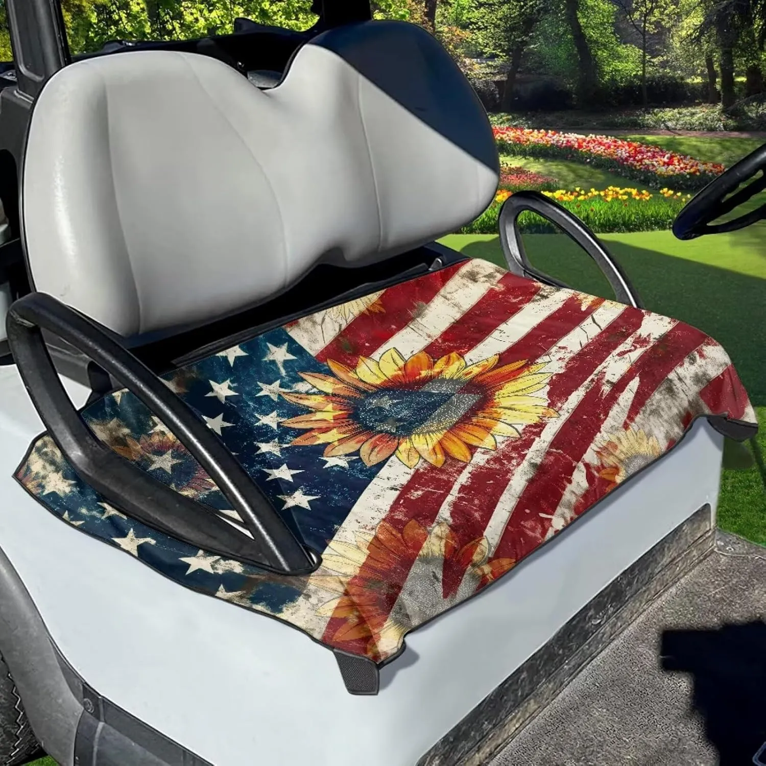 Golf Cart Seat Covers, Golf Cart Seat Blanket Towel, Travel Sports Golf Cart Seat Cover for 2-Person Seats Club Car, Golf Cart Accessories