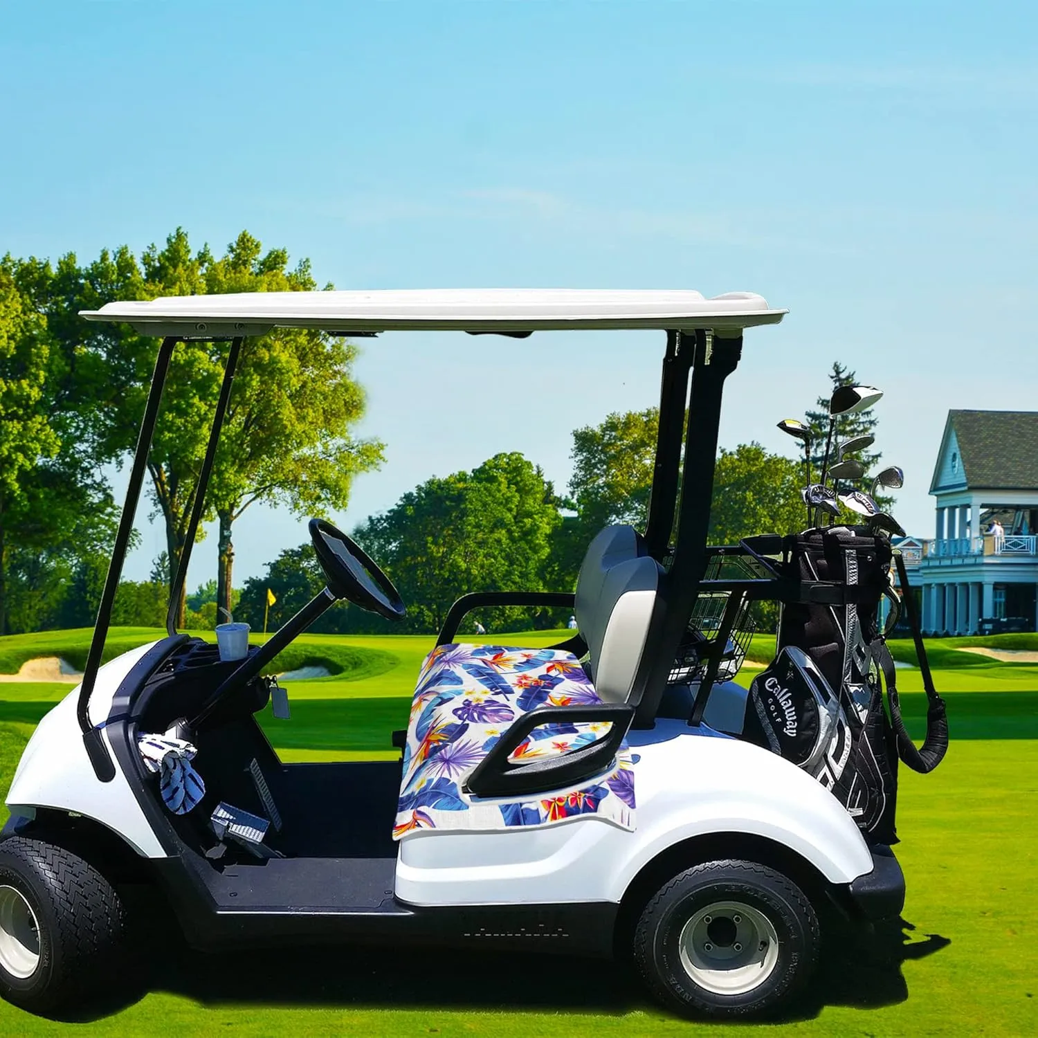 Golf Cart Seat Covers, Unique Golf Cart Seat Towel Blanket for All EZGO, Yamaha, Club Cars, Icon and More Cart Front Seat, 100% Microfiber Keeps Seat Cool and Comfortable, 51'' x 31''