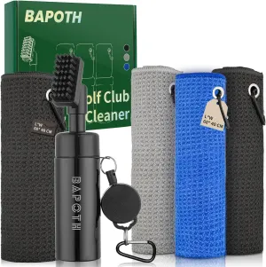 Golf Club Cleaner and 3 Color Golf Towel Bundle Items