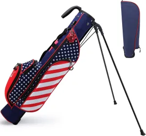 Golf Lightweight Stand Carry Bag PRO with Adjustable Shoulder Straps – Easy to Carry and Durable Pitch n Putt Golf Bag for The Driving Range, Par 3, and Executive Courses American Flag
