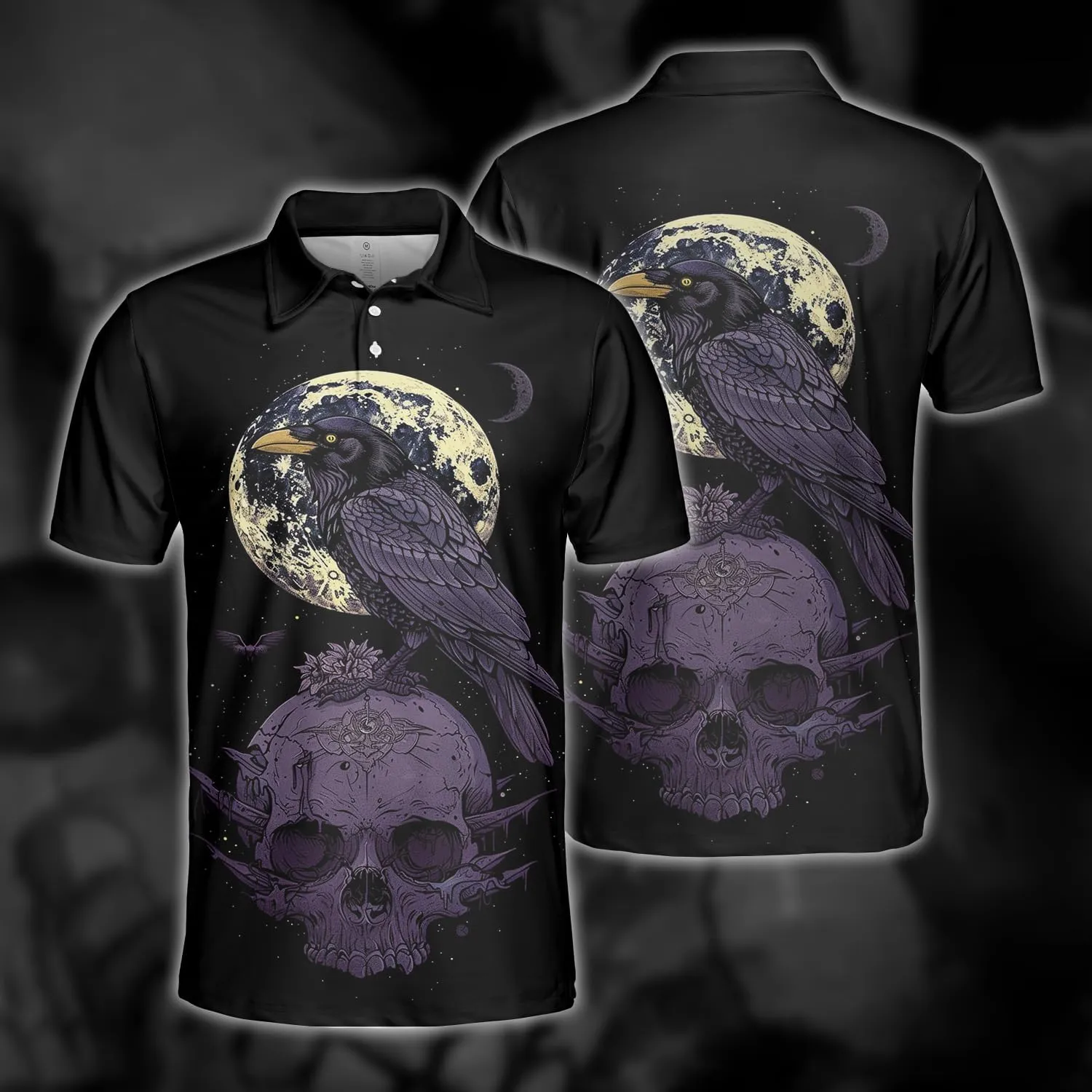 Golf Polo Shirts for Men - Goth Skull Mens Golf Shirts Short Sleeve Dry Fit Casual Tennis T-Shirt S82