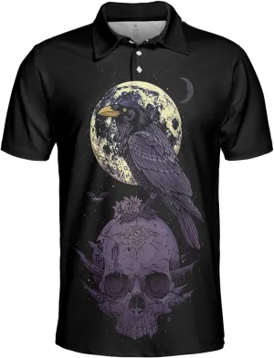 Golf Polo Shirts for Men - Goth Skull Mens Golf Shirts Short Sleeve Dry Fit Casual Tennis T-Shirt S82