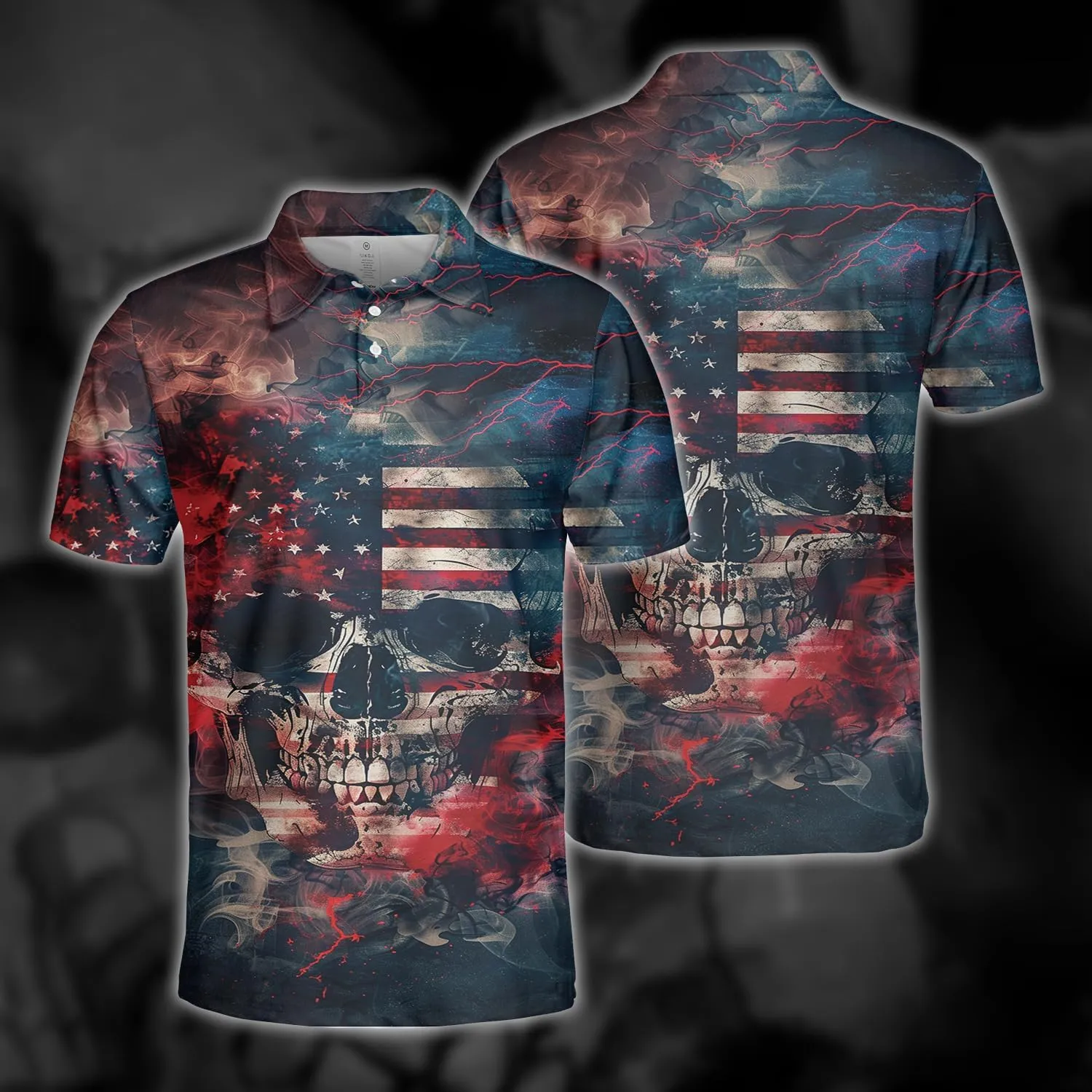 Golf Polo Shirts for Men - Goth Skull Mens Golf Shirts Short Sleeve Dry Fit Casual Tennis T-Shirt S82
