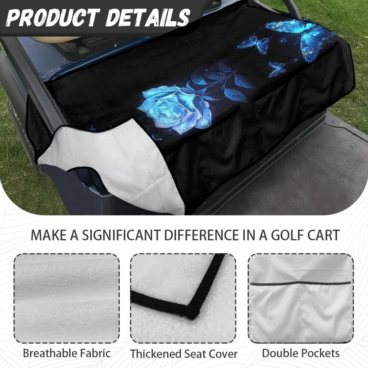 Golf Seat Covers for Cart, Lightweight Golf Cart Accessories Club Car Seat Protector Seat Blanket/Towel Travel Sports Essential, Gift for Women Men
