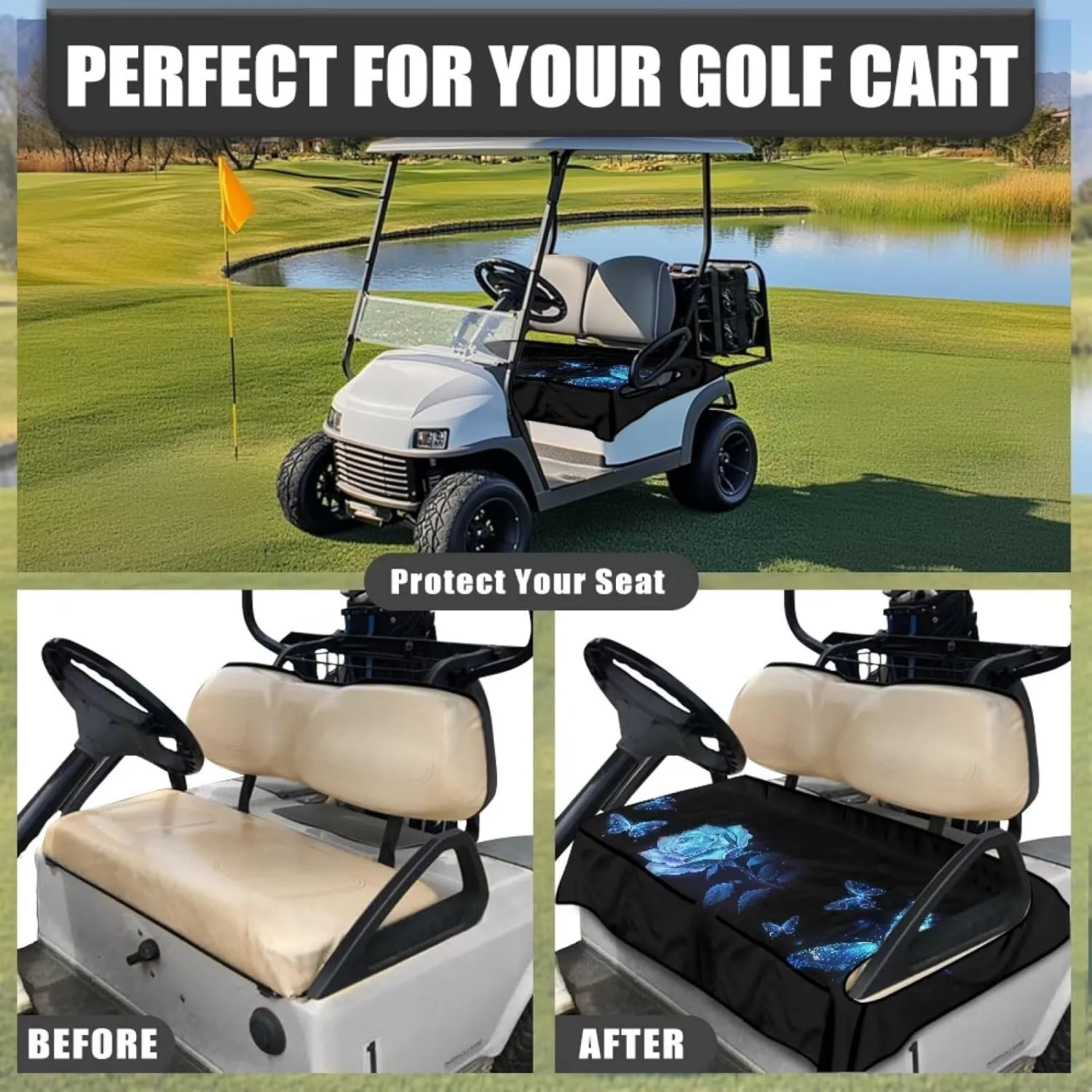 Golf Seat Covers for Cart, Lightweight Golf Cart Accessories Club Car Seat Protector Seat Blanket/Towel Travel Sports Essential, Gift for Women Men