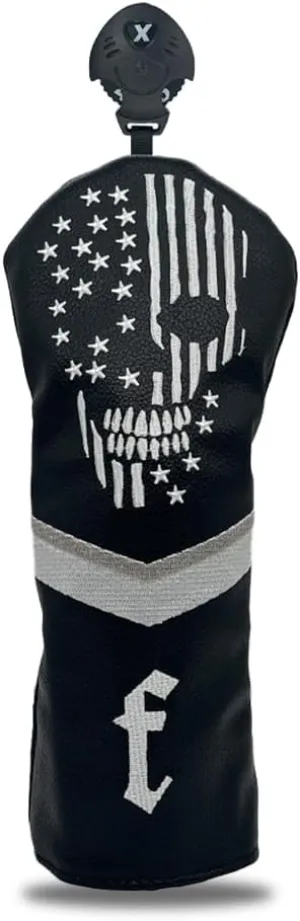 Golf Skull Skeleton Head Cover Golf Club Black Leather Headcovers Set Fits Driver Fairway Wood Hybrid Utility Putter Iron Wedge Headcover.