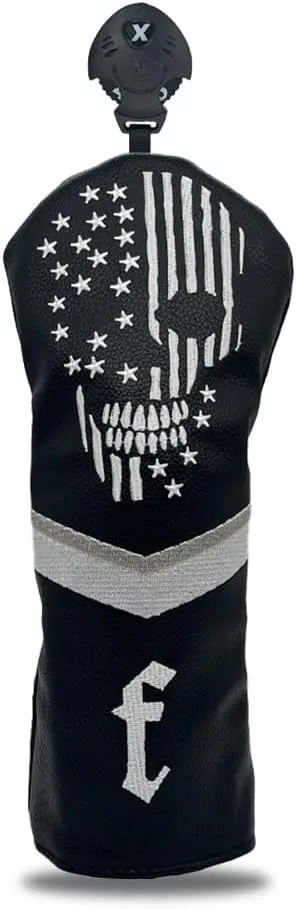 Golf Skull Skeleton Head Cover Golf Club Black Leather Headcovers Set Fits Driver Fairway Wood Hybrid Utility Putter Iron Wedge Headcover.