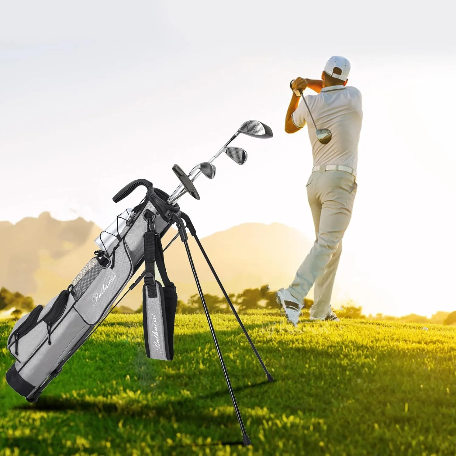 Golf Stand Bag, Lightweight Golf Easy Carry Bag with Padded Strap，Durable Pitch n Putt Golf Bag, Practice Ranger Sunday Golf Bag for Men&Women