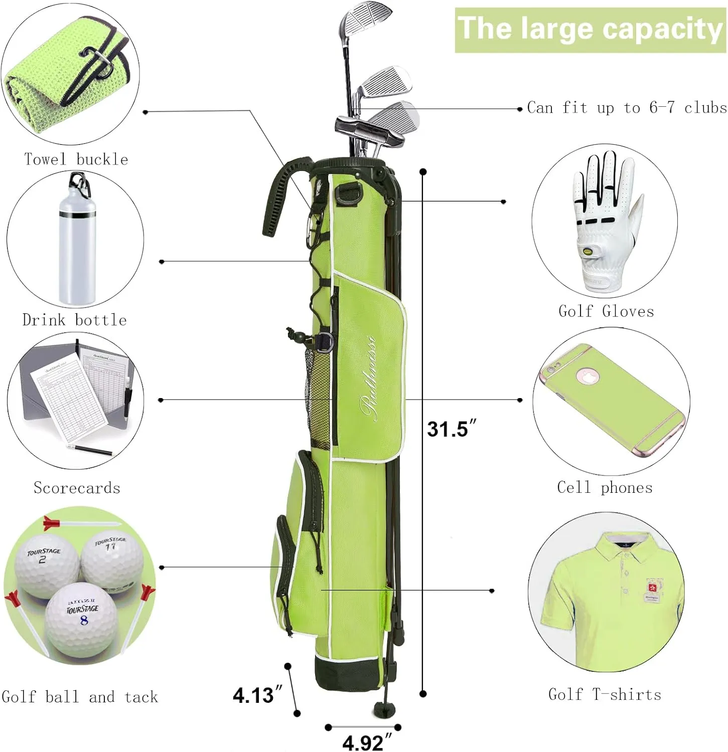 Golf Stand Bag, Lightweight Golf Easy Carry Bag with Padded Strap，Durable Pitch n Putt Golf Bag, Practice Ranger Sunday Golf Bag for Men&Women