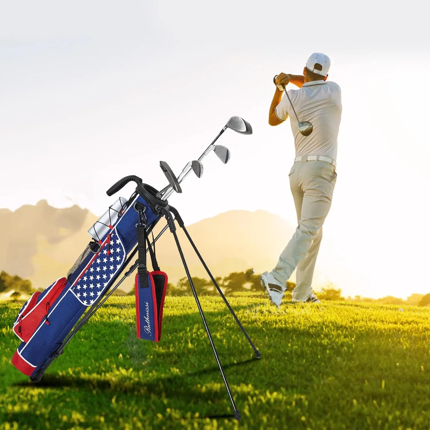 Golf Stand Bag, Lightweight Golf Easy Carry Bag with Padded Strap，Durable Pitch n Putt Golf Bag, Practice Ranger Sunday Golf Bag for Men&Women