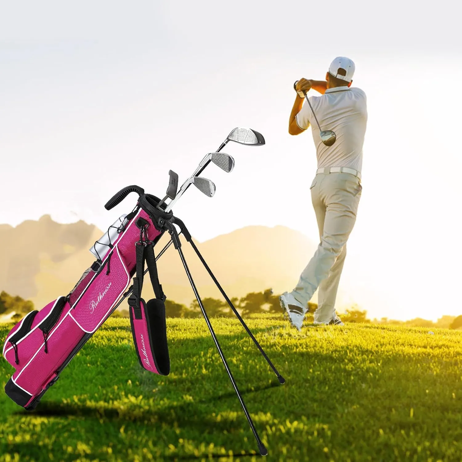 Golf Stand Bag, Lightweight Golf Easy Carry Bag with Padded Strap，Durable Pitch n Putt Golf Bag, Practice Ranger Sunday Golf Bag for Men&Women