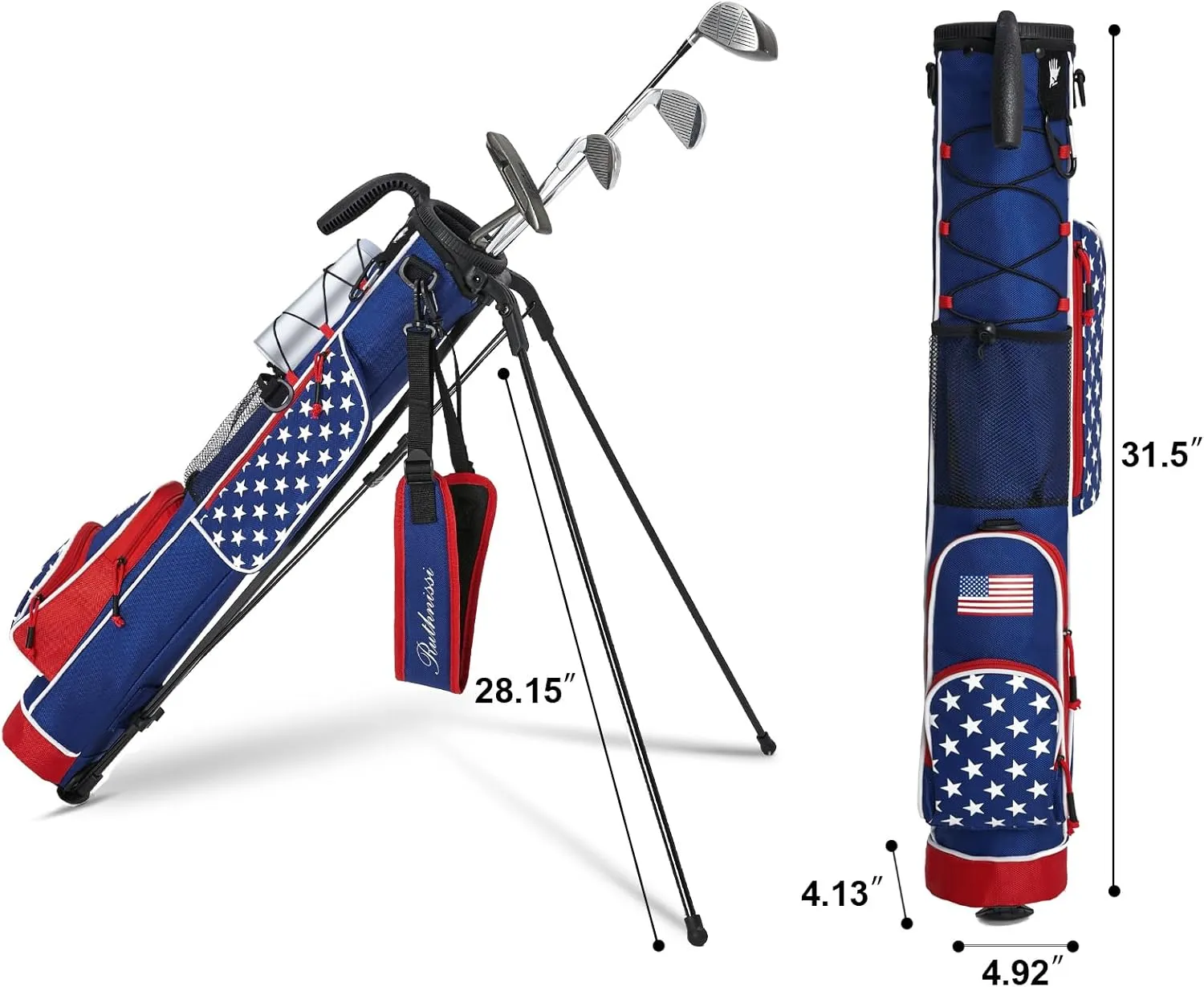 Golf Stand Bag, Lightweight Golf Easy Carry Bag with Padded Strap，Durable Pitch n Putt Golf Bag, Practice Ranger Sunday Golf Bag for Men&Women