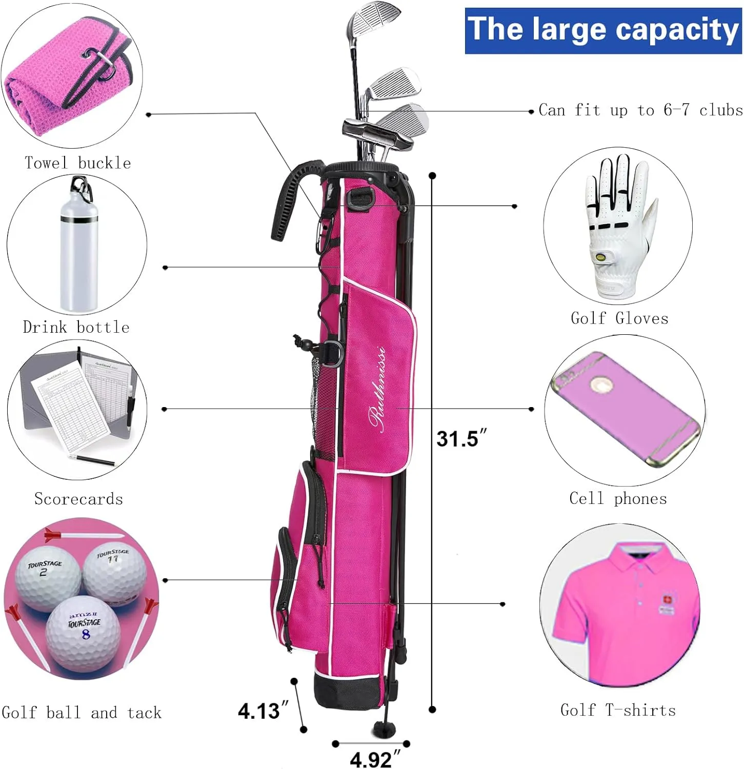 Golf Stand Bag, Lightweight Golf Easy Carry Bag with Padded Strap，Durable Pitch n Putt Golf Bag, Practice Ranger Sunday Golf Bag for Men&Women
